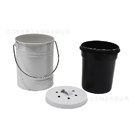 廠家定制白色圓形廚余垃圾堆肥桶 廚余發(fā)酵compost bin鐵質(zhì)廚余桶